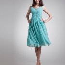 Chiffon Ruffle Spaghetti Straps Knee Length Bridesmaid Dress