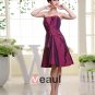 Strapless Ruffle Zipper Sleeveless Knee Length Taffeta Woman Bridesmaid Dresses