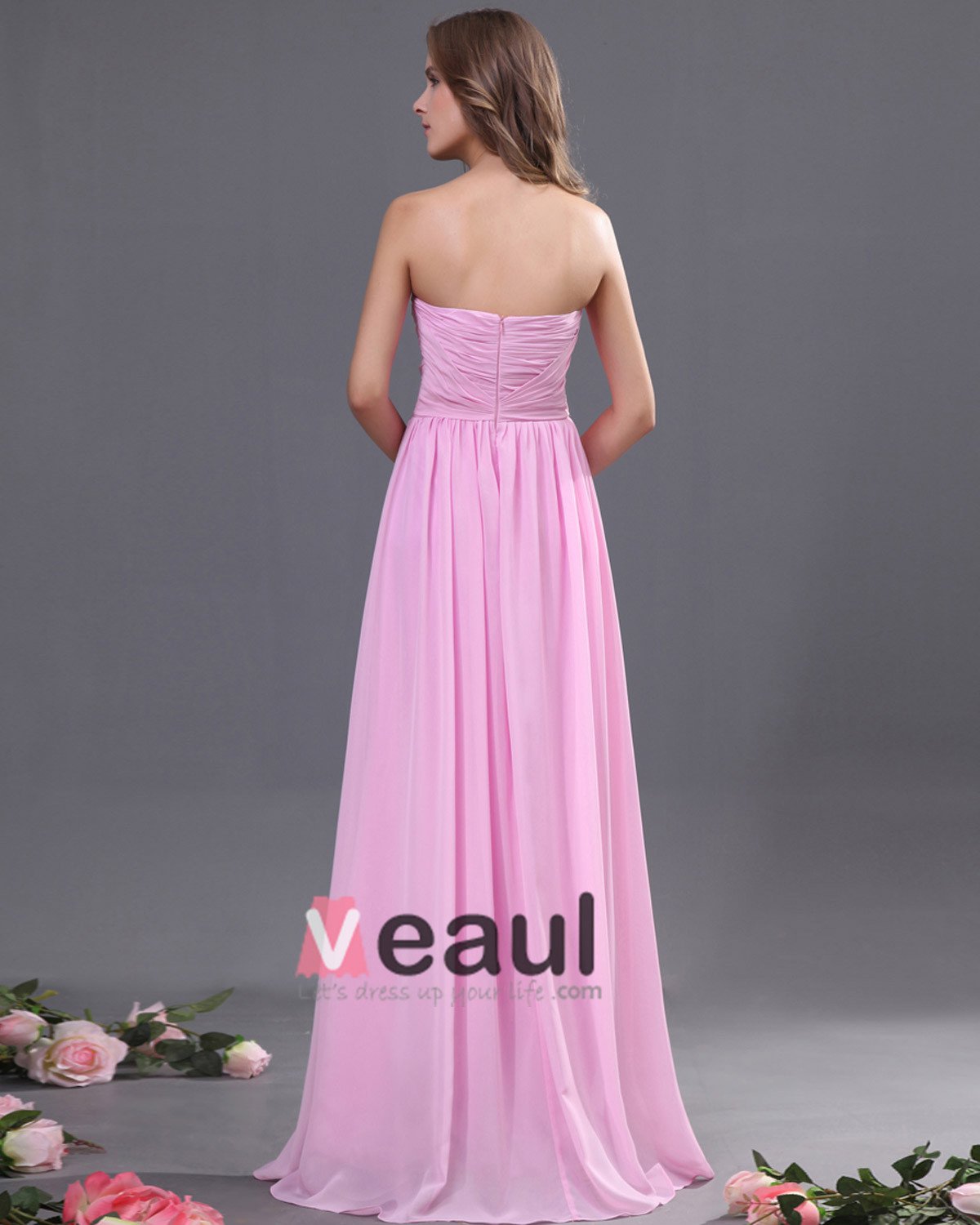 Chiffon Ruffle Floor Length Bridesmaid Dresses 0712