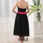 Strapless Neckline Knee Length Pleated Flower Chiffon Woman A-Line Bridesmaid Dress