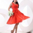 Ruffle Bowtie Sash Knee Length Chiffon Bridesmaids Dresses