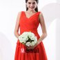 Ruffle Bowtie Sash Knee Length Chiffon Bridesmaids Dresses