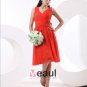 Ruffle Bowtie Sash Knee Length Chiffon Bridesmaids Dresses