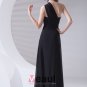 Slim Ruffle Design Sloping Neckline Floor Length Chiffon Bridesmaid Dress