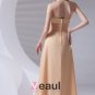 Fashion Ruffle Floor Length Halter Chiffon Bridesmaid Dress