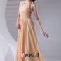 Fashion Ruffle Floor Length Halter Chiffon Bridesmaid Dress