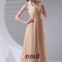 Fashion Ruffle Floor Length Halter Chiffon Bridesmaid Dress