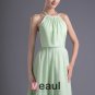 Fashion Chiffon Pleated Halter Knee Length Bridesmaid Dress
