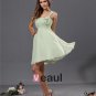 A-Line Sleeveless Scoop Knee Length Chiffon Satin Bridesmaid Dress