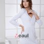 Long Sleeve V Neck Thigh Length Pleat Spandex Woman Bridesmaids Dresses