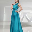 One Shoulder Flower Pleated Floor Length Zipper Sleeveless Silk Charmeuse Woman Bridesmaid Dresses