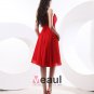 A-line Strapless Knee-Length Satin Chiffon Bridesmaid Dress
