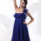 Chiffon One Shoulder Hand Flower Ruffles Bridesmaid Dress Gown
