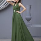 Chiffon Sash V Neck Floor Length Bridesmaid Dresses