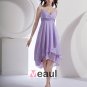 Chiffon Spaghetti Straps Tea Length Bridesmaid Dress Gown