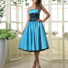 Lace Taffeta Ruffle Knee Length Bridesmaid Dresses