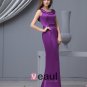 Satin Ruffle Round Neck Floor Length Bridesmaid Dresses