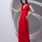 V Neck Pleated Bowknot Floor Length Satin Woman Bridesmaid Dress