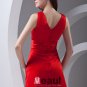 V Neck Pleated Bowknot Floor Length Satin Woman Bridesmaid Dress