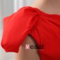 Designer Round Neck Petal Sleeve Knee Length Silk Woman Bridesmaid Dress