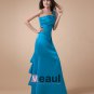 One Shoulder Ruffle Sleeveless Zipper Floor Length Charmeuse Bridesmaid Dresses