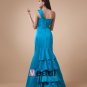 One Shoulder Ruffle Sleeveless Zipper Floor Length Charmeuse Bridesmaid Dresses
