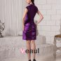 Simple Solid Pleated V Neck Thigh Length Taffeta Women Bridesmaids Dresses