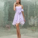 Sweetheart Ruffle Bowknot Zipper Sleeveless Mini Length Chiffon Woman Bridesmaid Dress