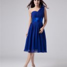 Chiffon One Shoulder Sash Knee Length Bridesmaid Dresses