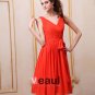 Chiffon V Neck Sleeveless Bowtie Sash Knee Length Bridesmaid Dresses