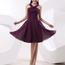 Handmade Flower Jewel Chiffon Ruffle Knee Length Bridesmaid Dresses