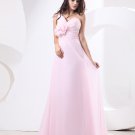 Chiffon One Shoulder Drape Handmade Flower Floor Length Bridesmaid Dresses