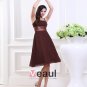 Sheath Spaghetti Straps Knee-Length Taffeta Organza Bridesmaids Dresses