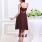 Sheath Spaghetti Straps Knee-Length Taffeta Organza Bridesmaids Dresses