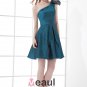 Fashion Taffeta Bow Sloping Thigh Length Bridesmaid Dress