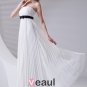 Slim Ruffle Design with Belt Decoration Strapless Floor Length Chiffon Bridesmaid Dress