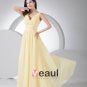 Fashion Chiffon Silk like Satin Pleated V Neck Floor Length Bridesmaid Dress