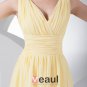 Fashion Chiffon Silk like Satin Pleated V Neck Floor Length Bridesmaid Dress