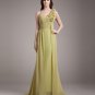 One Shoulder Flower Pleated Floor Length Chiffon Woman Bridesmaid Dress