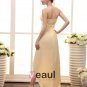 Stylish Strapless Waistband Ankle Length Sateen Chiffon Bridesmaid Dress