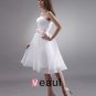 Charming Satin Sash Knee Length Strapless Bridesmaid Dress