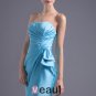 Elegant Thigh Length Strapless Pleated Satin Women Bridesmaid Dress