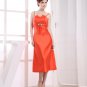 Silk Satin Beading Spaghetti Straps Sleeveless Backless Tea Length Bridesmaid Dress