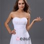 Designer A-line Strapless Chiffon Tea-length Bridesmaid Dress