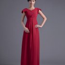Fashion Chiffon Pleated V Neck Petal Floor Length Bridesmaid Dress