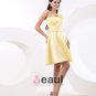 Ruffle One Shoulder Satin Knee Length Bridesmaid Dresses