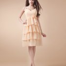 Lovely Spaghetti Straps Chiffon Knee Length Bridesmaid Dresses