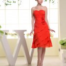 Sweetheart Sleeveless Zipper Pleated Knee Length Layered Chiffon Woman Bridesmaid Dresses