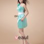 Satin One Shoulder Drape Knee High Bridesmaid Dresses