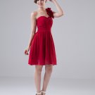 Sweetheart One Shoulder Flower Ruffle Knee Length Chiffon Bridesmaid Dress